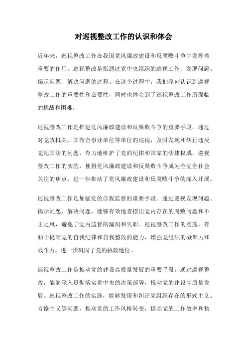 对巡视整改工作的认识和体会