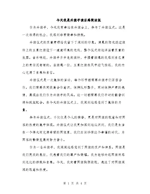 今天我是升旗手读后感简洁版(二篇)