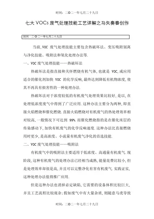 七大VOCs废气处理技术工艺详解
