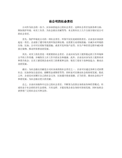 论公司的社会责任