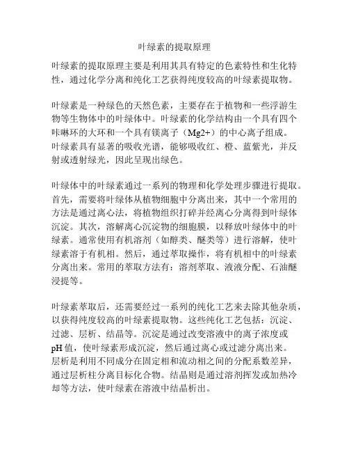 叶绿素的提取原理