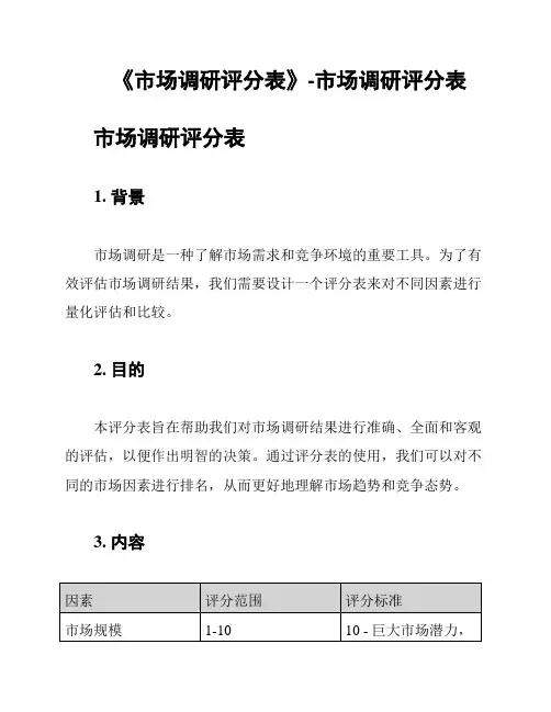 《市场调研评分表》-市场调研评分表