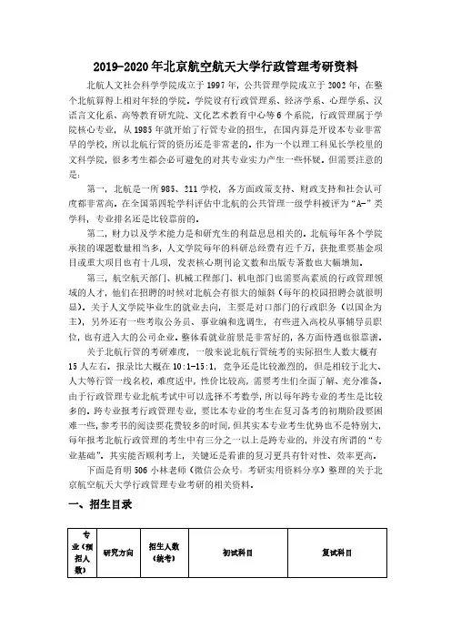 2020年北京航空航天大学行政管理考研资料招生目录专业考研常见问题及其解析