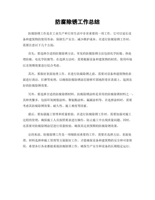 防腐除锈工作总结