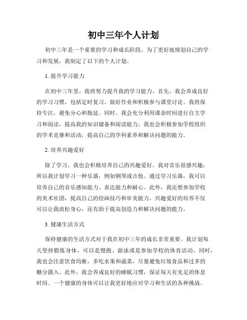 初中三年个人计划