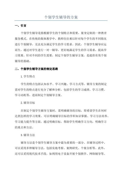 个别学生辅导的方案