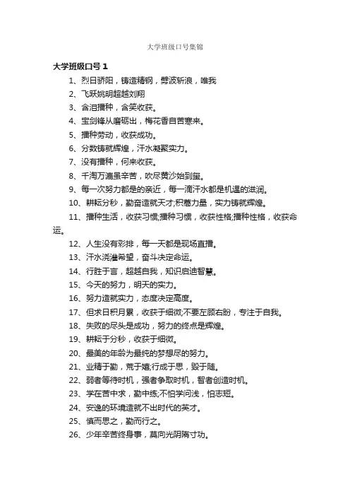 大学班级口号集锦