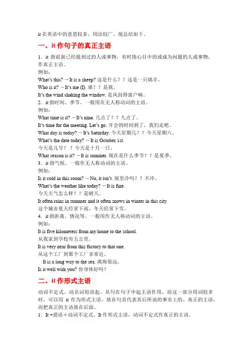 英语中it的用法