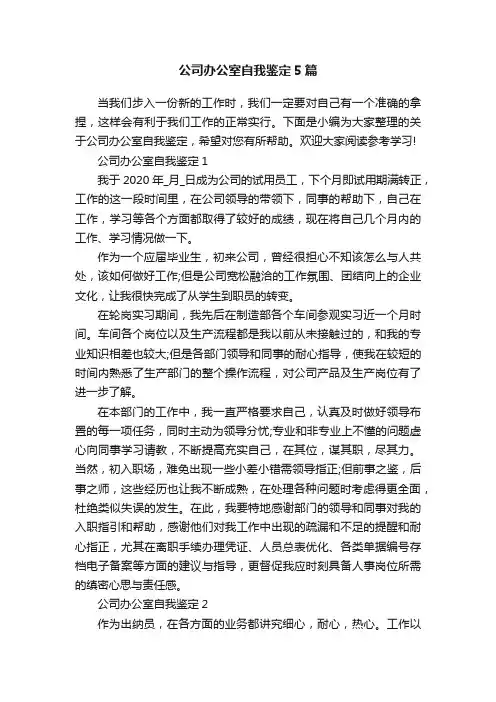 公司办公室自我鉴定5篇