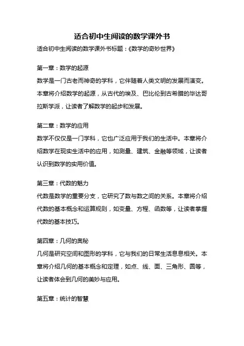 适合初中生阅读的数学课外书