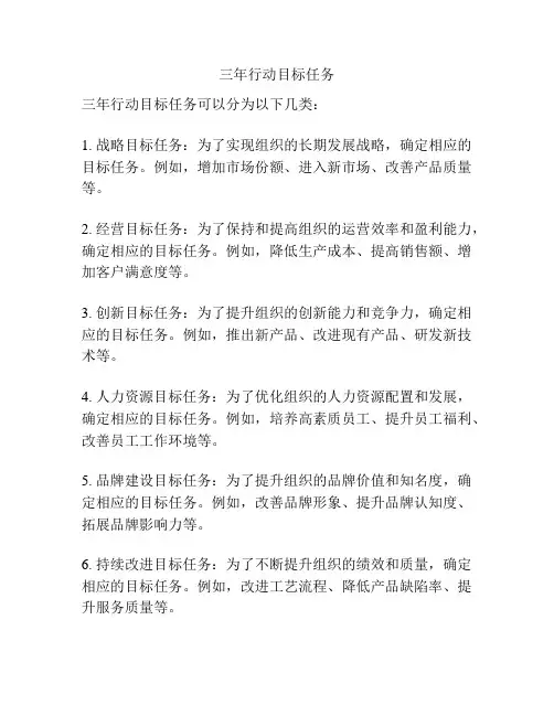 三年行动目标任务