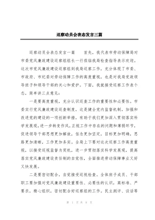 巡察动员会表态发言三篇