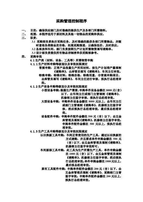 采购管理控制程序