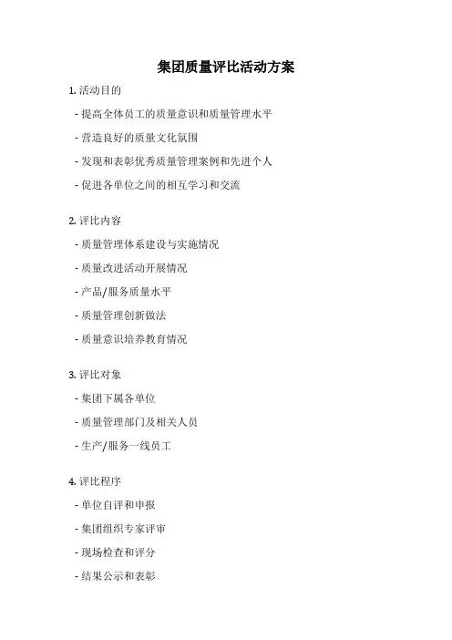 集团质量评比活动方案