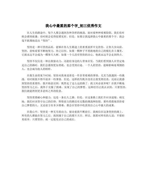 我心中最重的那个字_初三优秀作文