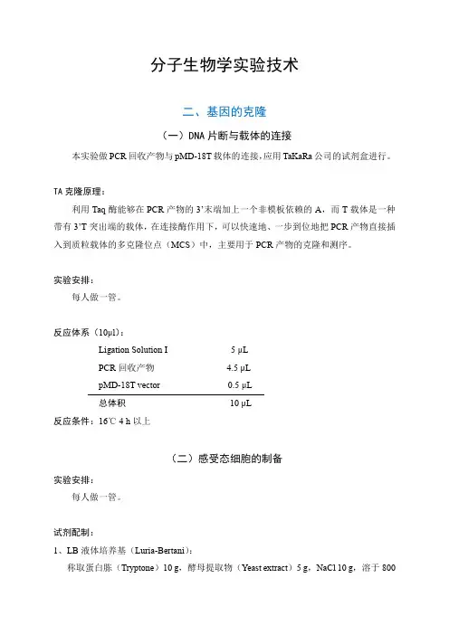 分子生物学实验技术-2-基因的克隆