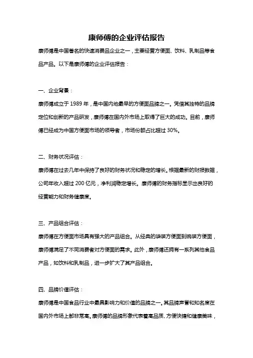 康师傅的企业评估报告