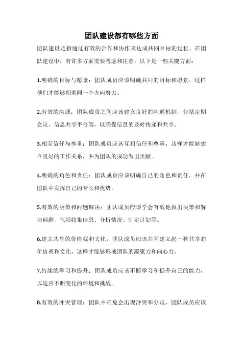 团队建设都有哪些方面