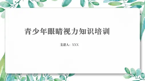 青少年眼睛视力知识培训课件PPT