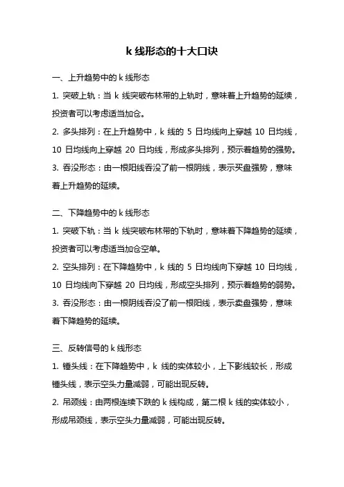 k线形态的十大口诀
