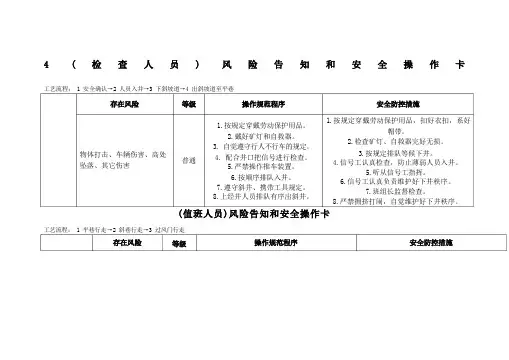 风险告知和安全操作卡