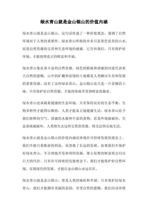 绿水青山就是金山银山的价值内涵