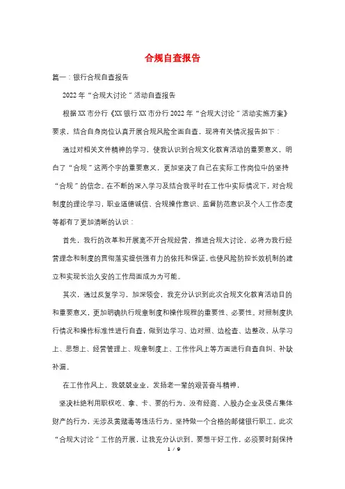 合规自查报告