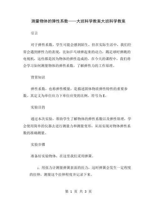 测量物体的弹性系数——大班科学教案