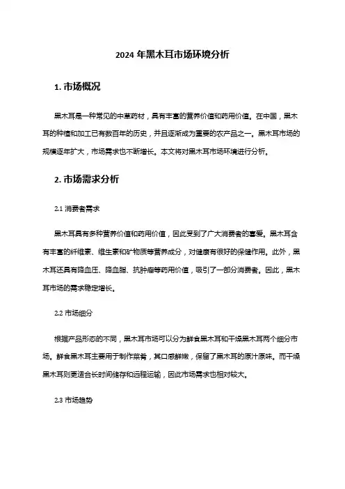 2024年黑木耳市场环境分析
