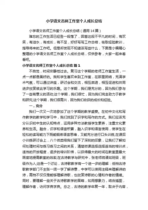 小学语文名师工作室个人成长总结（通用14篇）