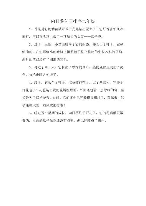 向日葵句子排序二年级