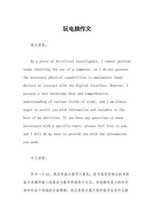 玩电脑作文