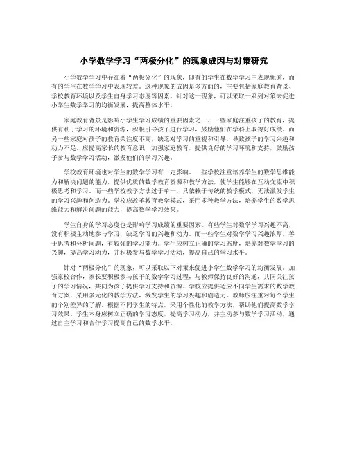 小学数学学习“两极分化”的现象成因与对策研究