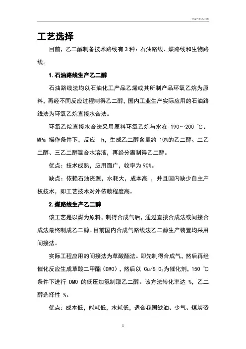 合成气制乙二醇