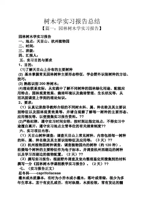 树作文之树木学实习报告总结
