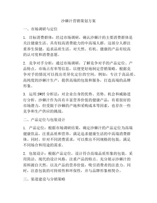 沙棘汁营销策划方案