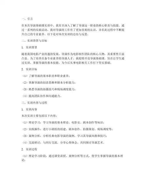 导演基础课实训报告模板