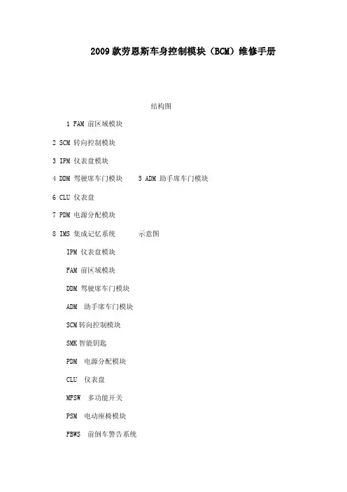 2009款劳恩斯车身控制模块（BCM）维修手册（可编辑）