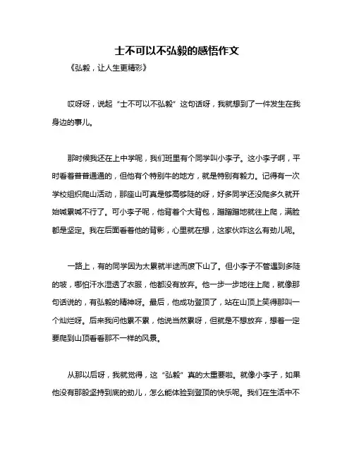 士不可以不弘毅的感悟作文