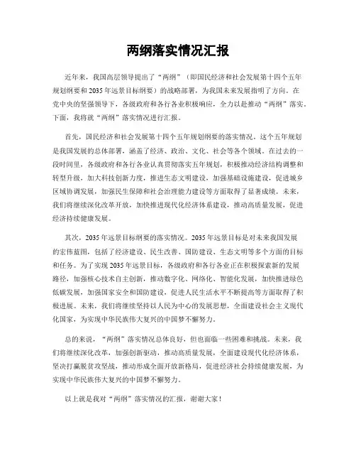 两纲落实情况汇报