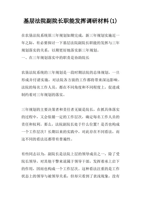 基层法院副院长职能发挥调研材料(1)