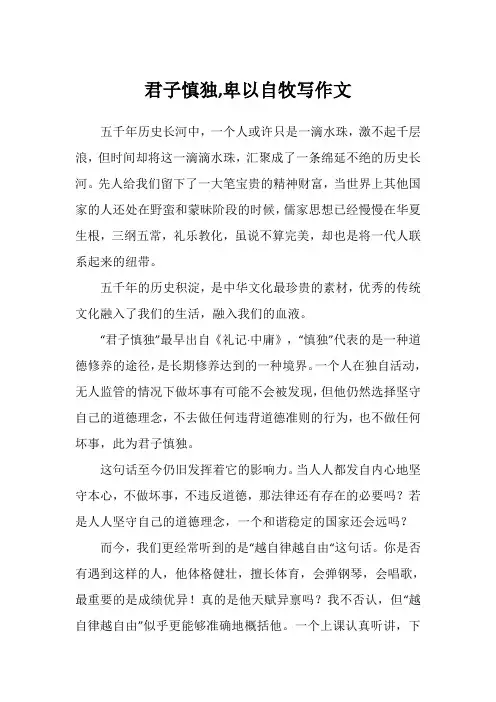 君子慎独,卑以自牧写作文