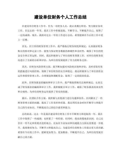 建设单位财务个人工作总结