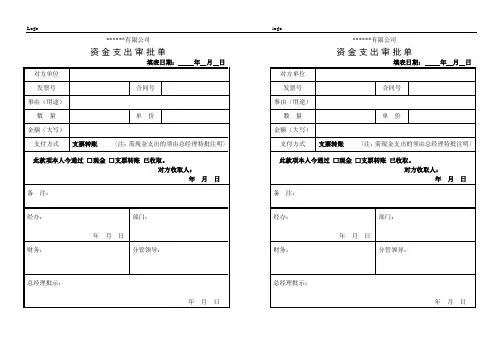 资金支出审批单