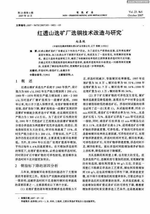 红透山选矿厂选铜技术改造与研究