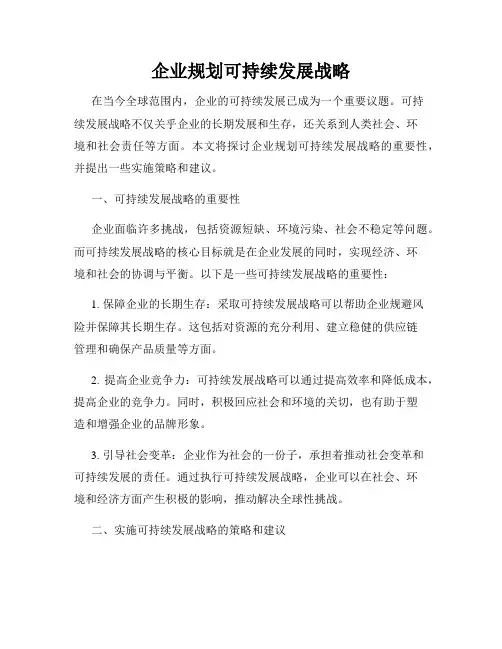 企业规划可持续发展战略