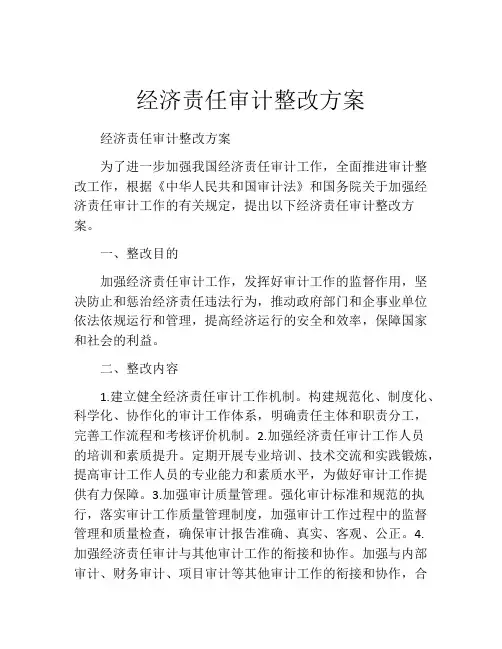 经济责任审计整改方案