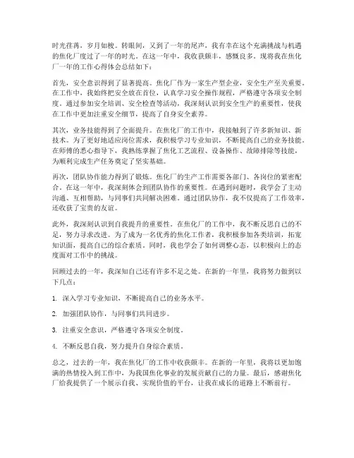 焦化厂年终总结心得体会