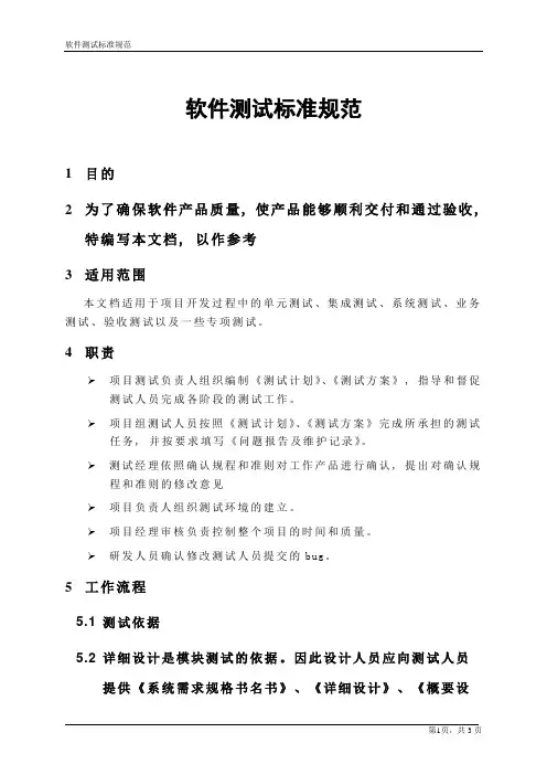 软件测试标准规范