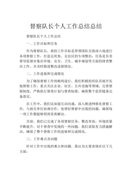 督察队长个人工作总结总结